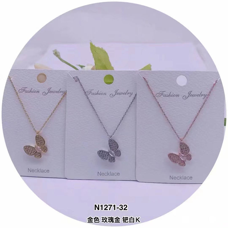 "Butterfly" Shape C.Z Crystal Necklace