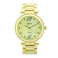 Round Face Tree Design Background Link Watch（Gold）