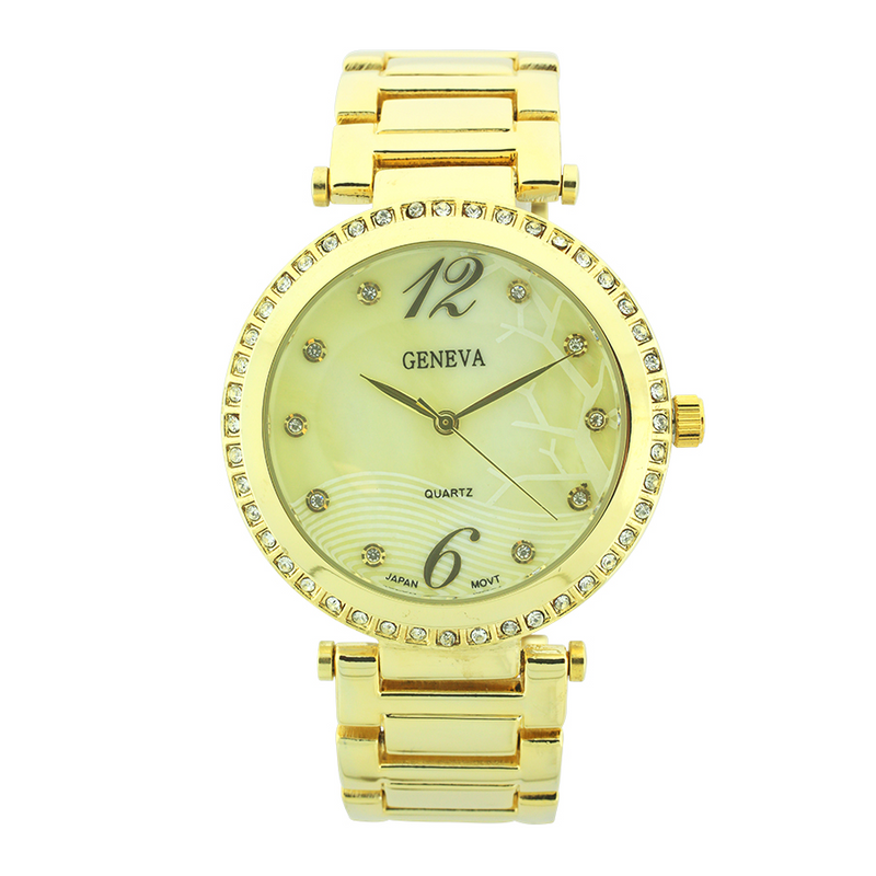 Round Face Tree Design Background Link Watch（Gold）
