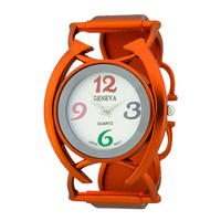 ROUND FACE COLORFUL NUMBERS LADY MATTE FINISH BAND WATCH