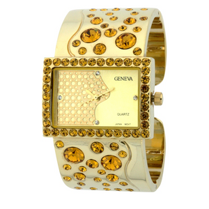 CRYSTAL CUFF WATCH(Gold Face)
