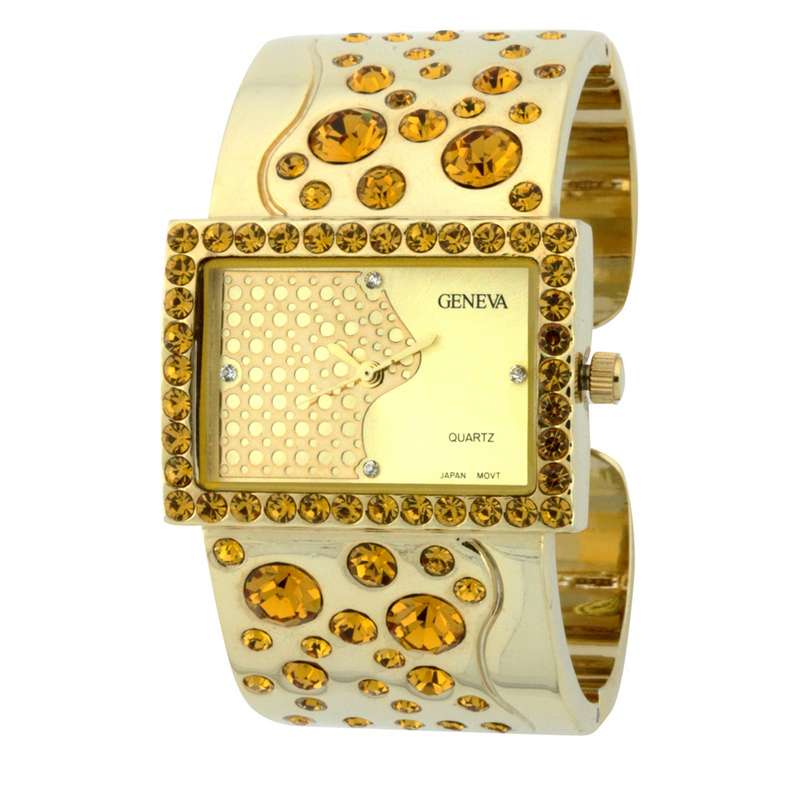 CRYSTAL CUFF WATCH(Gold Face)