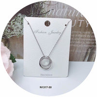 Two circle cross C.Z Crystal Necklace