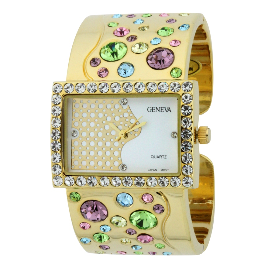CRYSTAL CUFF WATCH(Gold Face)