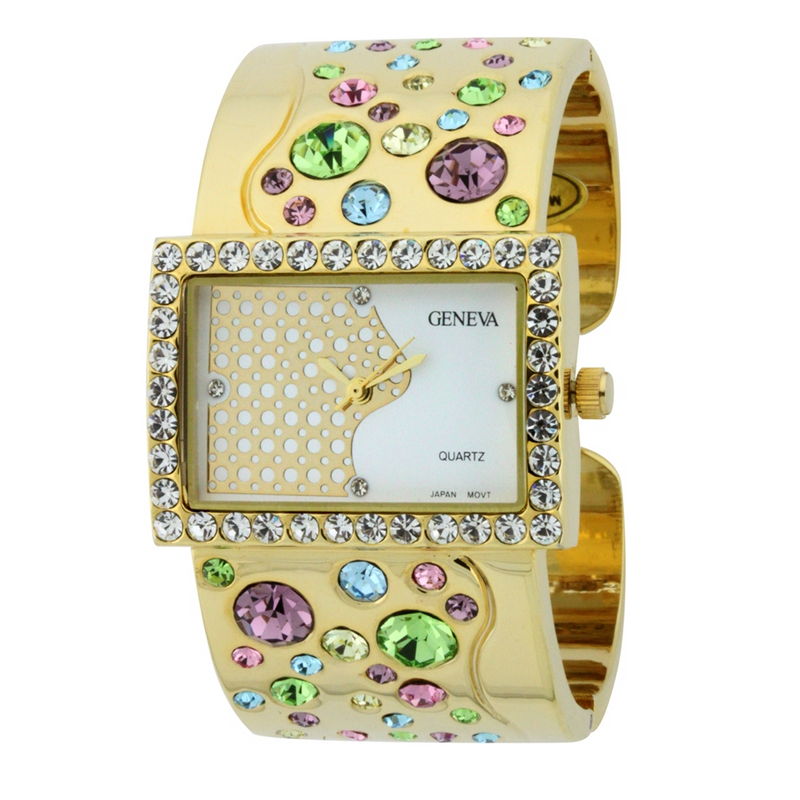 CRYSTAL CUFF WATCH(Gold Face)