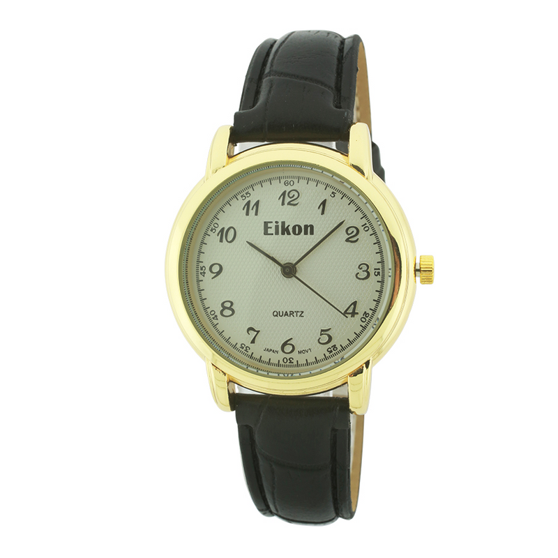 Medium Round Face Strap Watch(Gold)