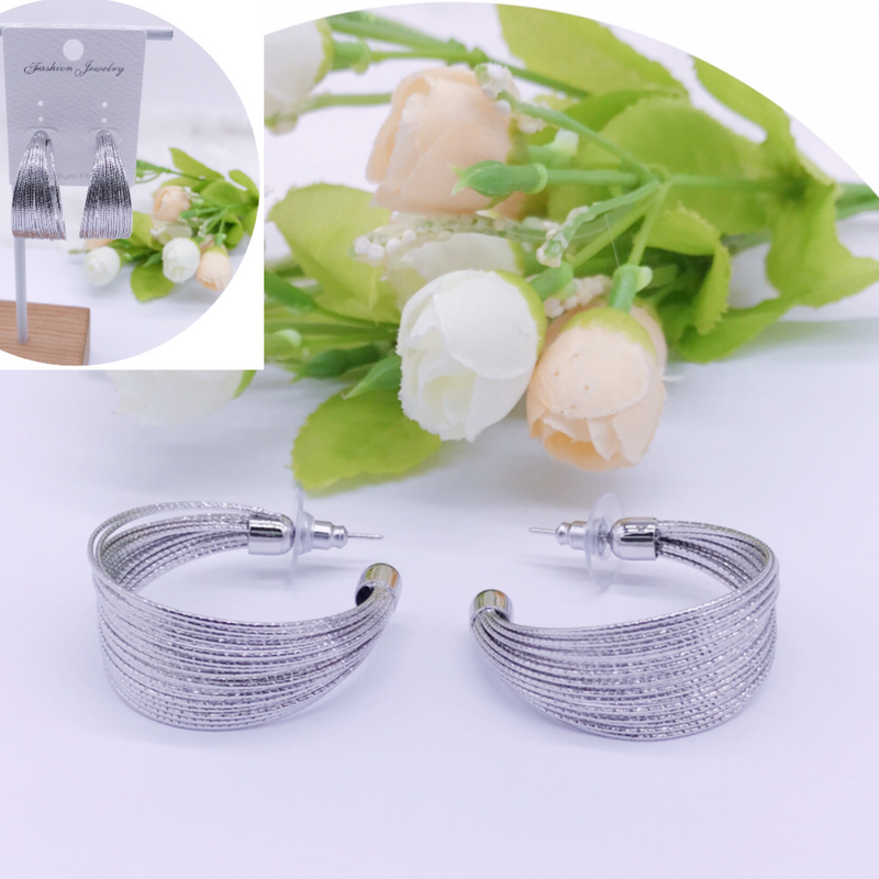 C.Z Rhodium Plated Crystal CHoop Earring