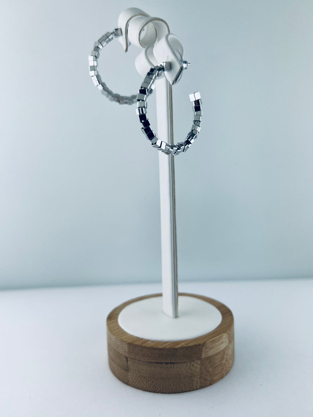 C.Z Rhodium Plated Crystal Hoop Earring