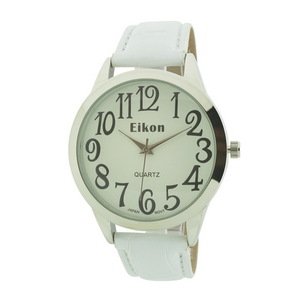 Big Numbers And Round Face Strap Watch