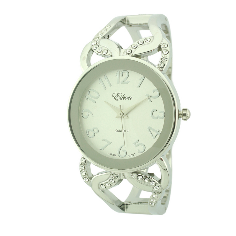 Round Face Arabic Cuff Watch And Stones