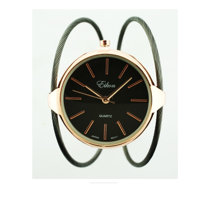 Classic Round Face Cable Cuff Watch