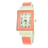 RECTANGLE GLOSSY COAT CUFF WATCH(Silver face)