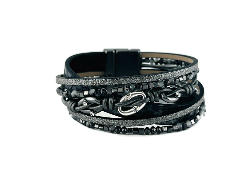 Genuine leather magnetic bracelet