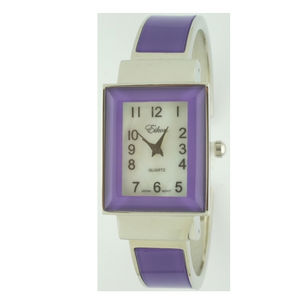 RECTANGLE GLOSSY COAT CUFF WATCH(Silver face)