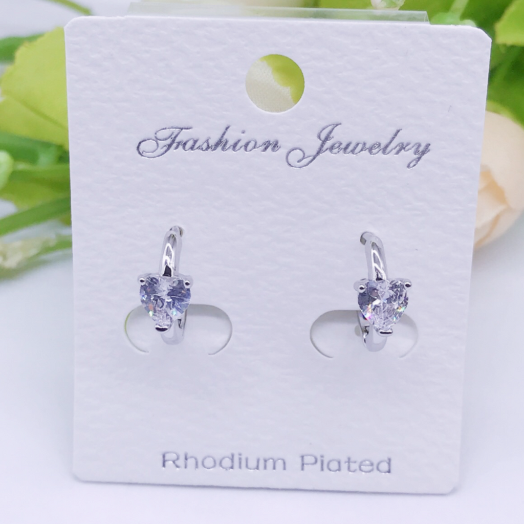 C.Z Rhodium Plated Crystal Stud Earring