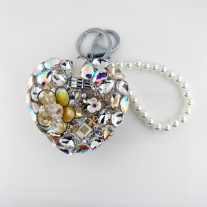 "heart" shape Crystal Mirror key chain