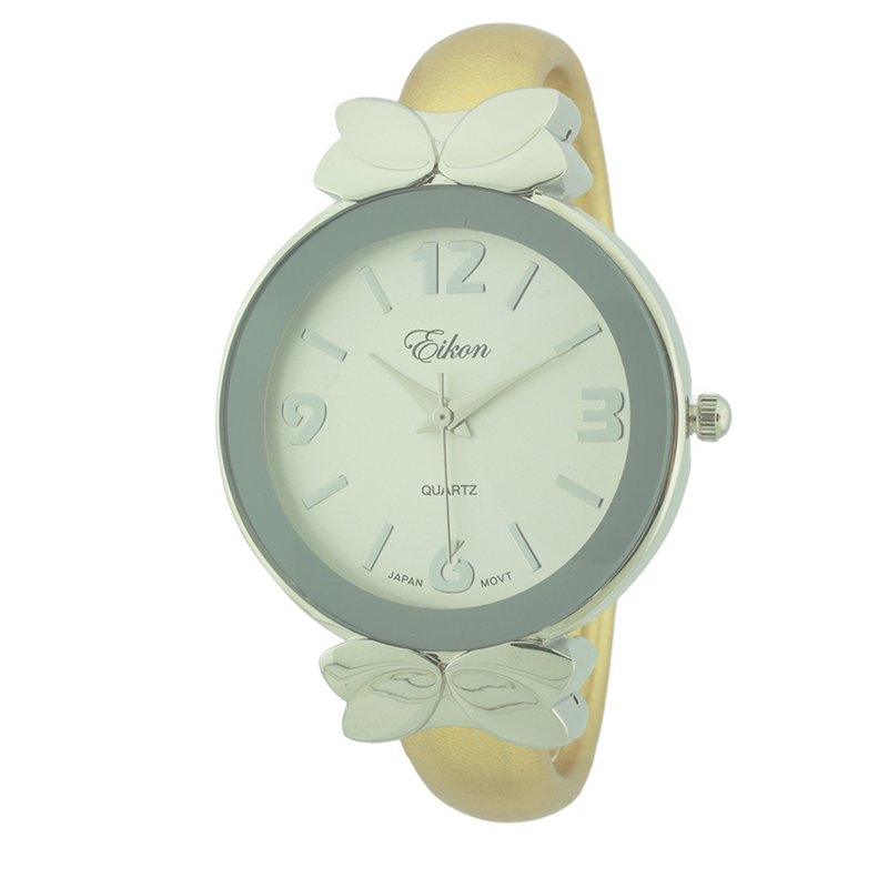 Round Face Arabic & Stick Bow Tie Cuff Watch.