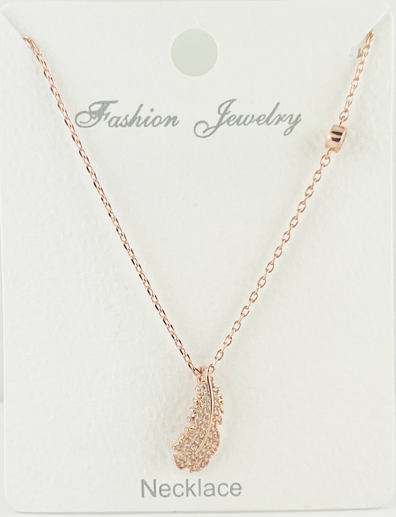 “Leaf” C.Z Crystal necklace