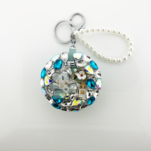 Circle Crystal Mirror flower Key Chain