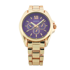 Round Face Lady Link Watch With 3 Small Eyes（Rosegold）