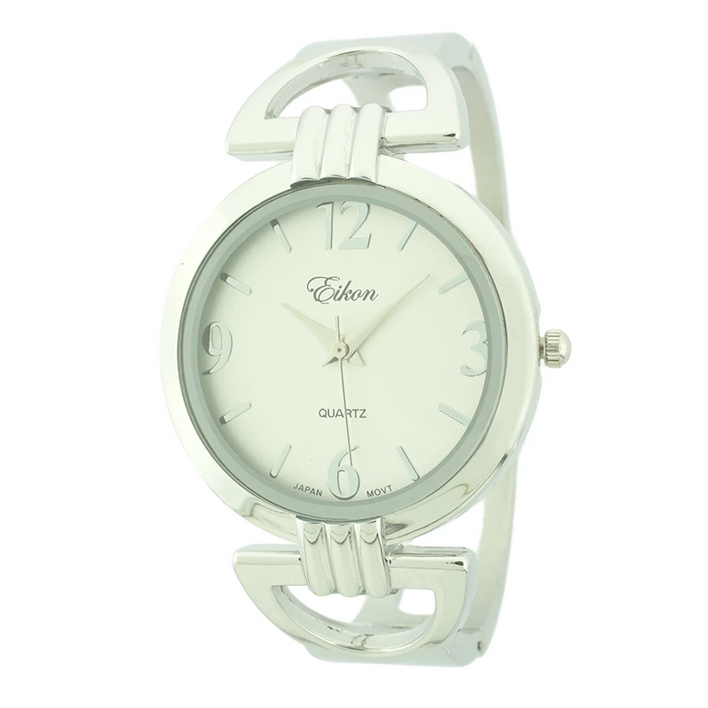 Round Face Arabic Cuff Watch And Stones
