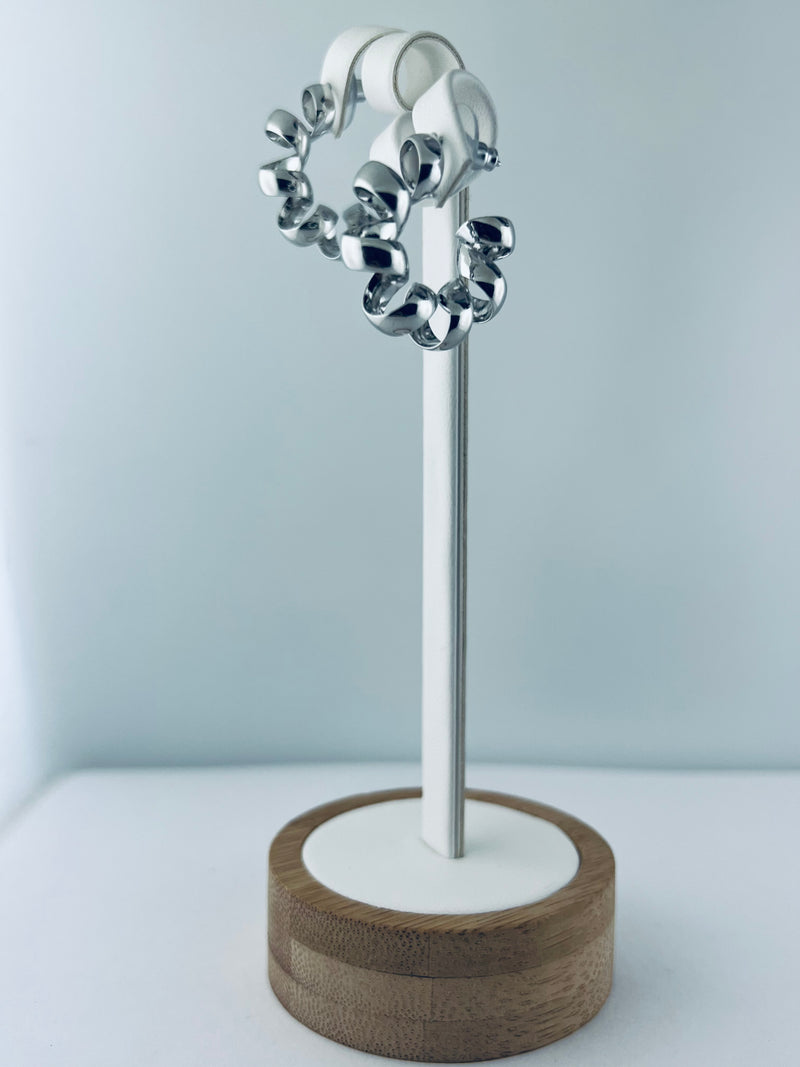 C.Z Rhodium Plated Crystal Earrin
