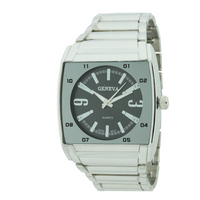 Sport Square Case Round Face Man Link Watch（Silver Face）