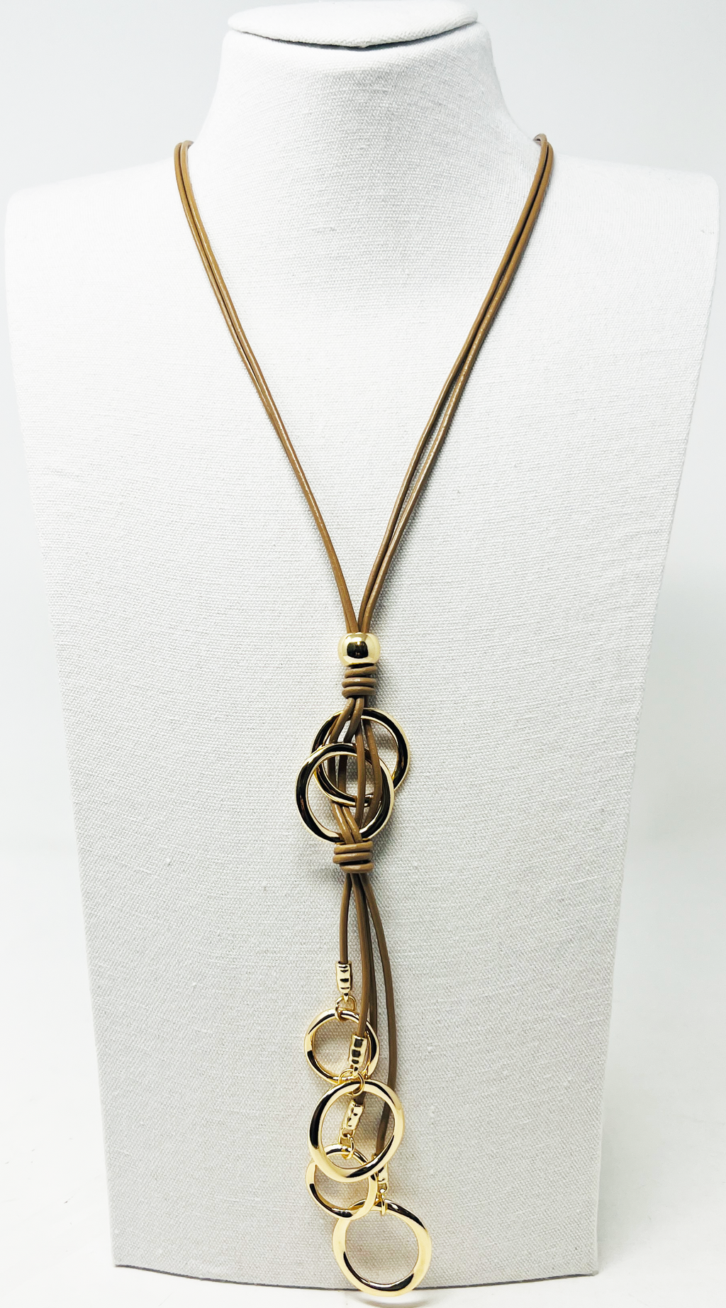 Leather long chain necklace