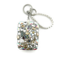 Rectangle Flower Crystal Mirror Key Chain