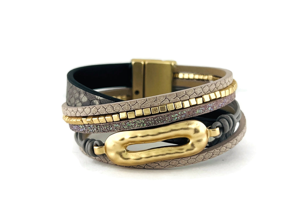 Genuine leather magnetic bracelet