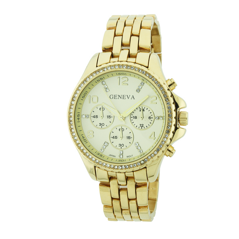 MEDIUM ROUND FACE WITH STONES SPORT LADY LINK WATCH