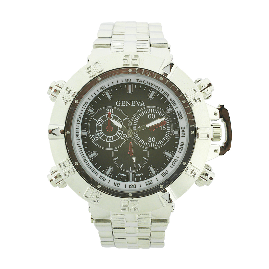 Huge Face Sport Men Link Watch. Rotating Bezel.