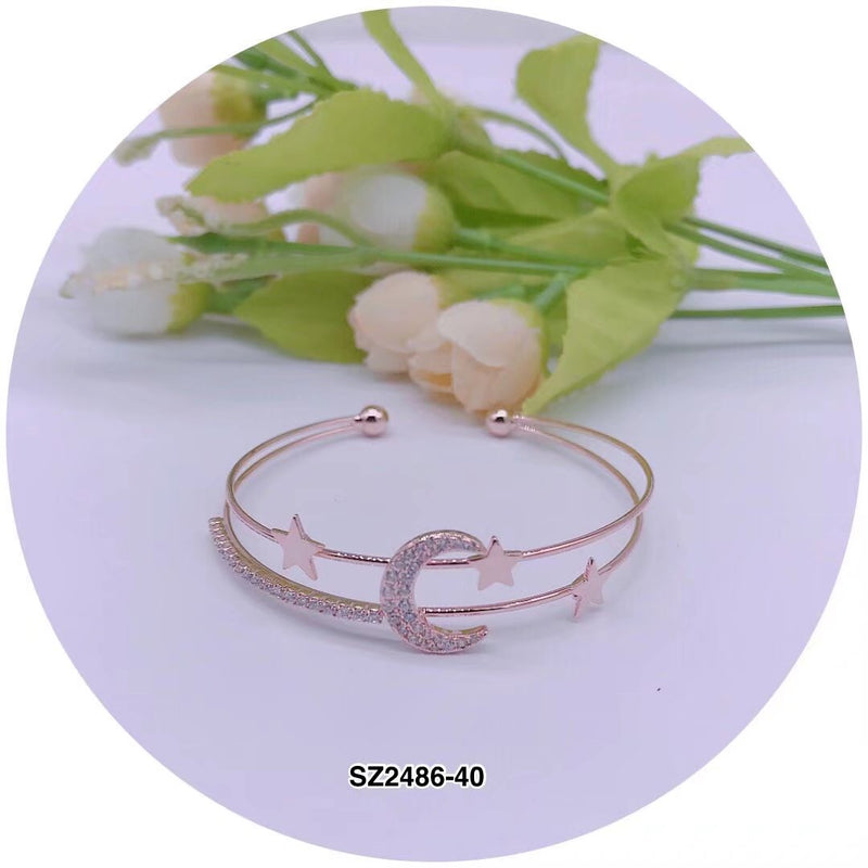 MOON Shape C.Z Crystal Cuff Bracelet