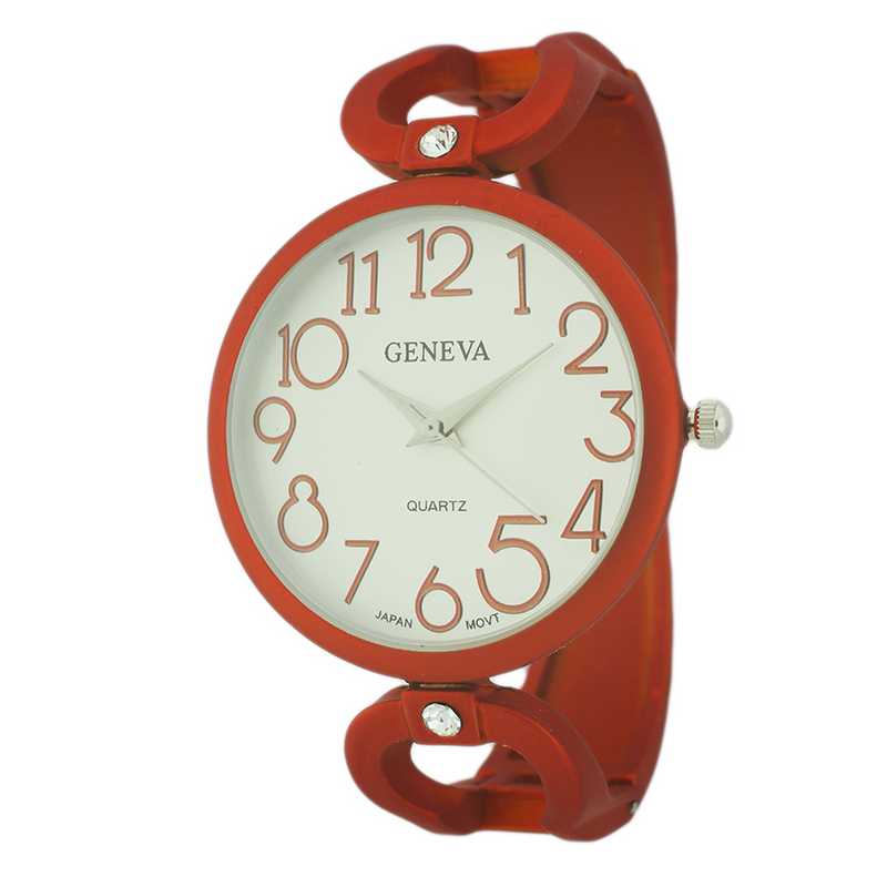 Big Numbers Round Face Cuff Watch.