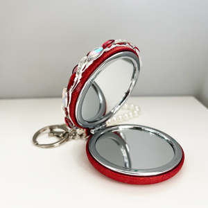 Circle Crystal Mirror flower Key Chain