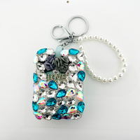 Rectangle Flower Crystal mirror key chain