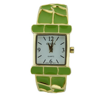 MULTI ENAMEL BANGLE CUFF WATCH(Gold Face）