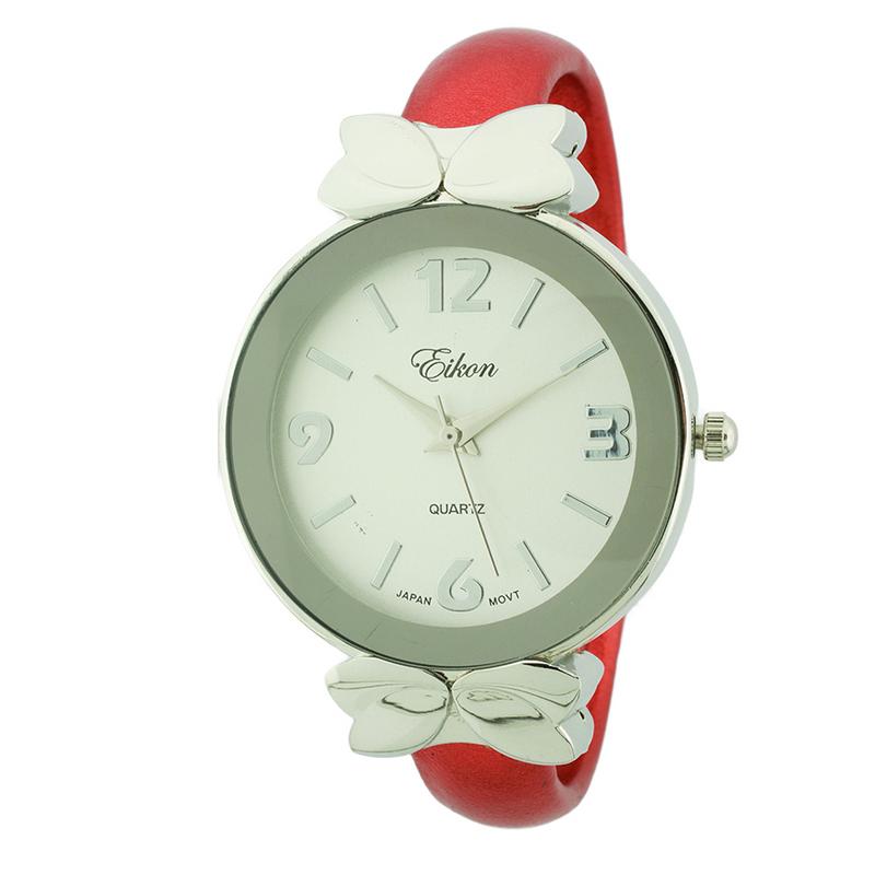 Round Face Arabic & Stick Bow Tie Cuff Watch.