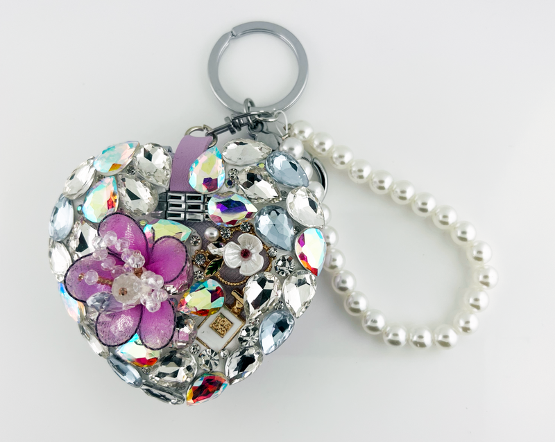 "heart" shape Crystal Mirror key chain