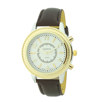Round Face With Pattern Around Dial Strap Watch（white face）