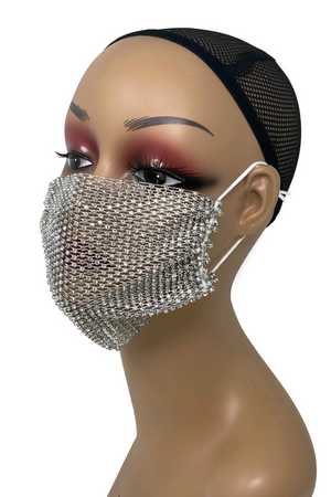 Grid Rhinestone Crystal Mask（Silver）Sold out
