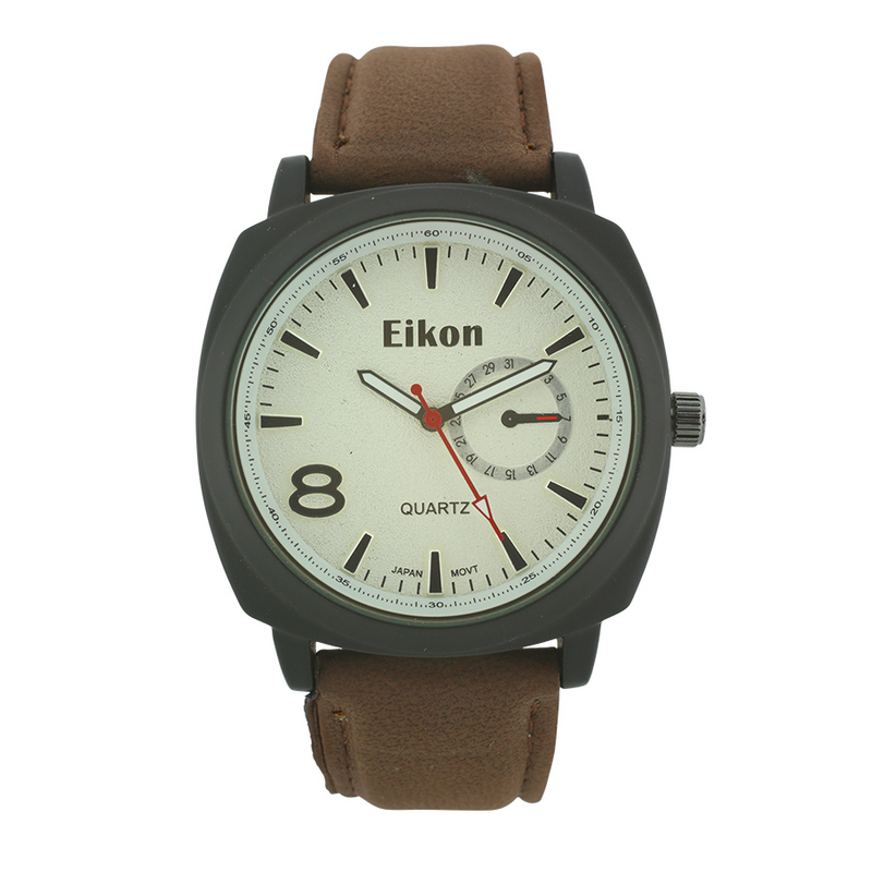 Round Face Shape With Small Eye on The Right, Men Strap Watch