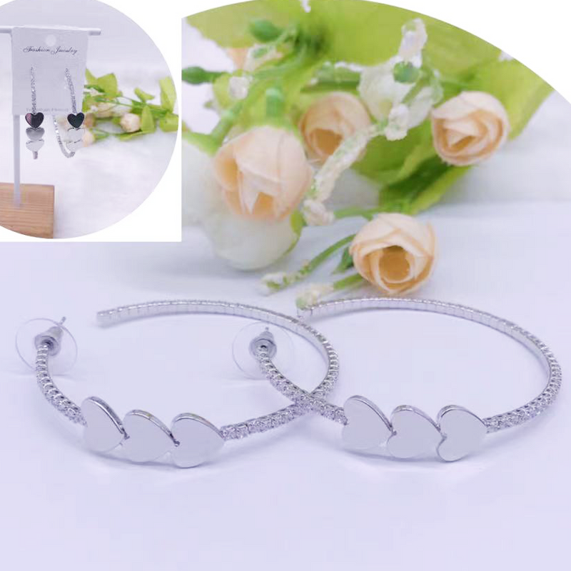 C.Z Rhodium Plated Crystal Earring