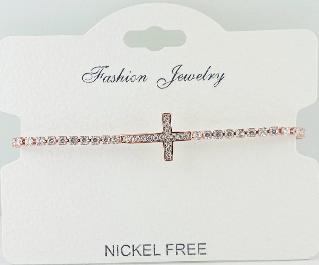 Cross C.Z Crystal Adjustable bracelet