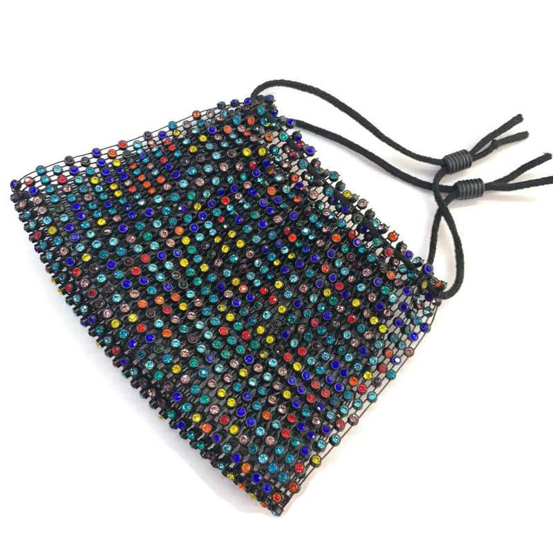 Grid Rhinestone Crystal Mask (Black Multi)