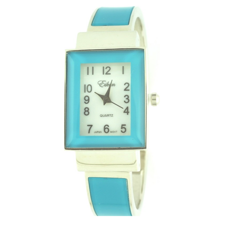 RECTANGLE GLOSSY COAT CUFF WATCH(Silver face)