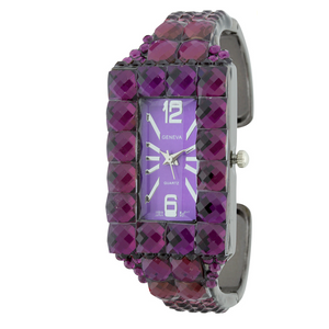 RECTANGLE FACE FANCY CRYSTAL CUFF WATCH
