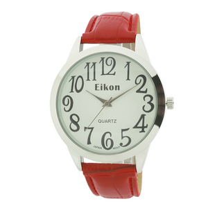 Big Numbers And Round Face Strap Watch