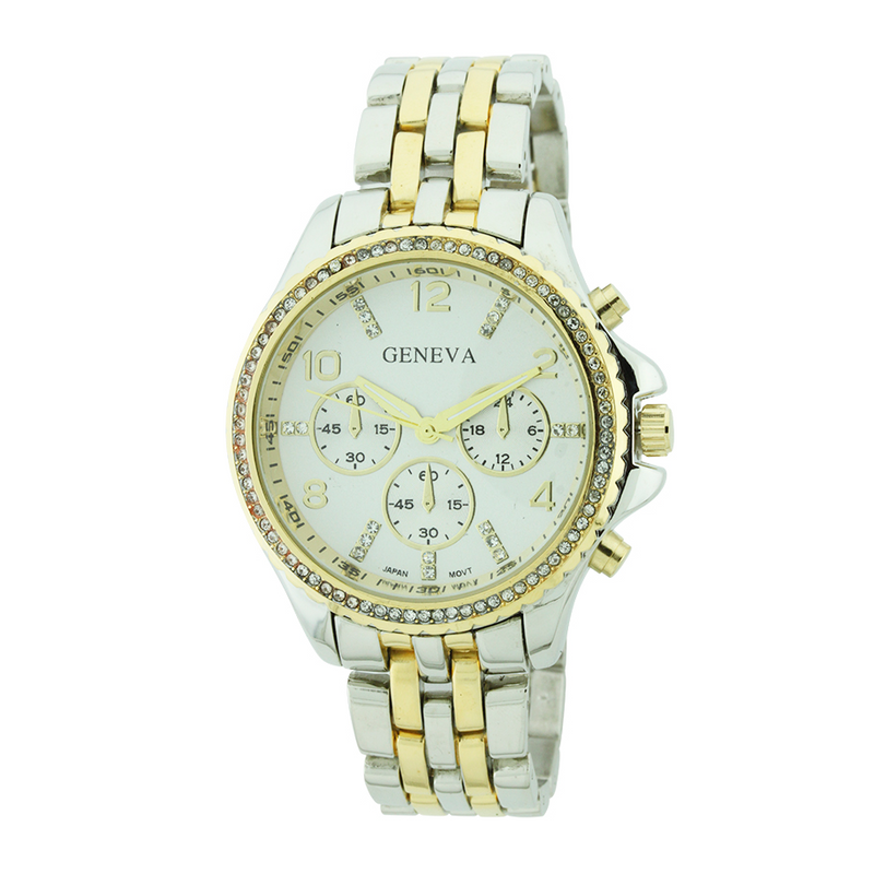 MEDIUM ROUND FACE WITH STONES SPORT LADY LINK WATCH