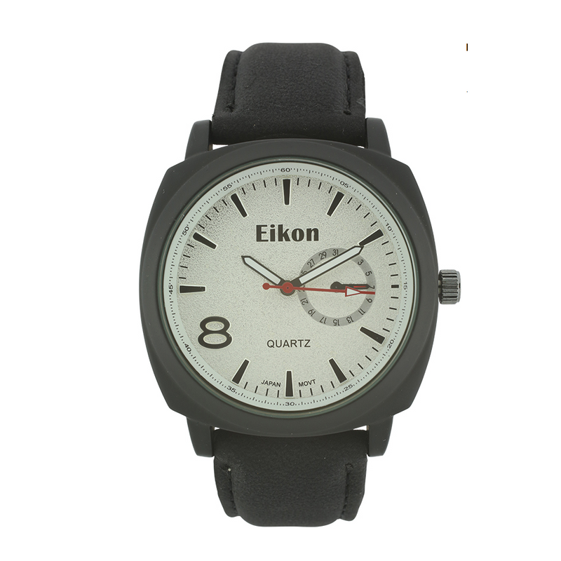 Round Face Shape With Small Eye on The Right, Men Strap Watch